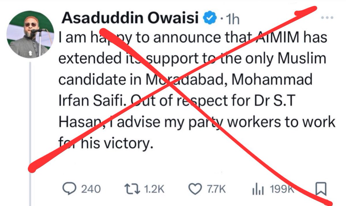 We have not announced our support for any candidate in #Moradabad. This is a fake tweet that is being circulated