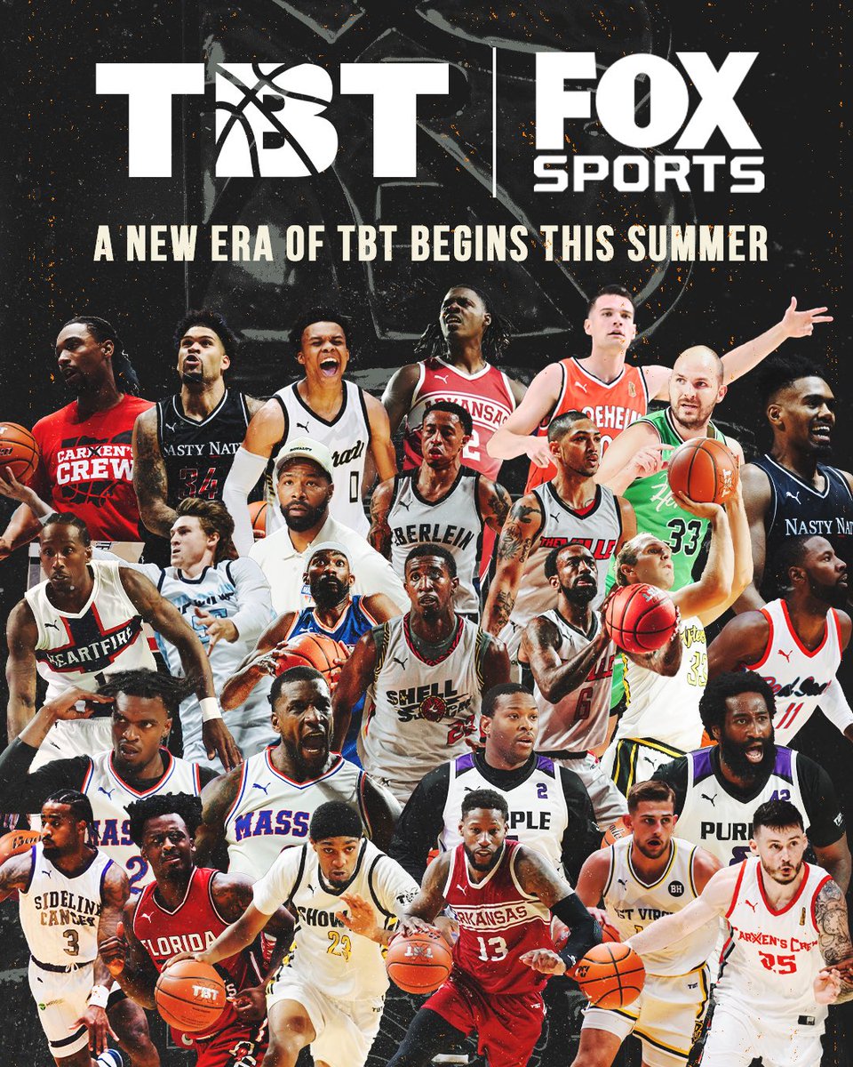 🗣️A NEW ERA OF TBT BEGINS THIS SUMMER 🏀 27 nationally televised games 🏀 3 games on FOX 🏀 TBT's $1M Championship Game on FOX TBT x @FOXSports
