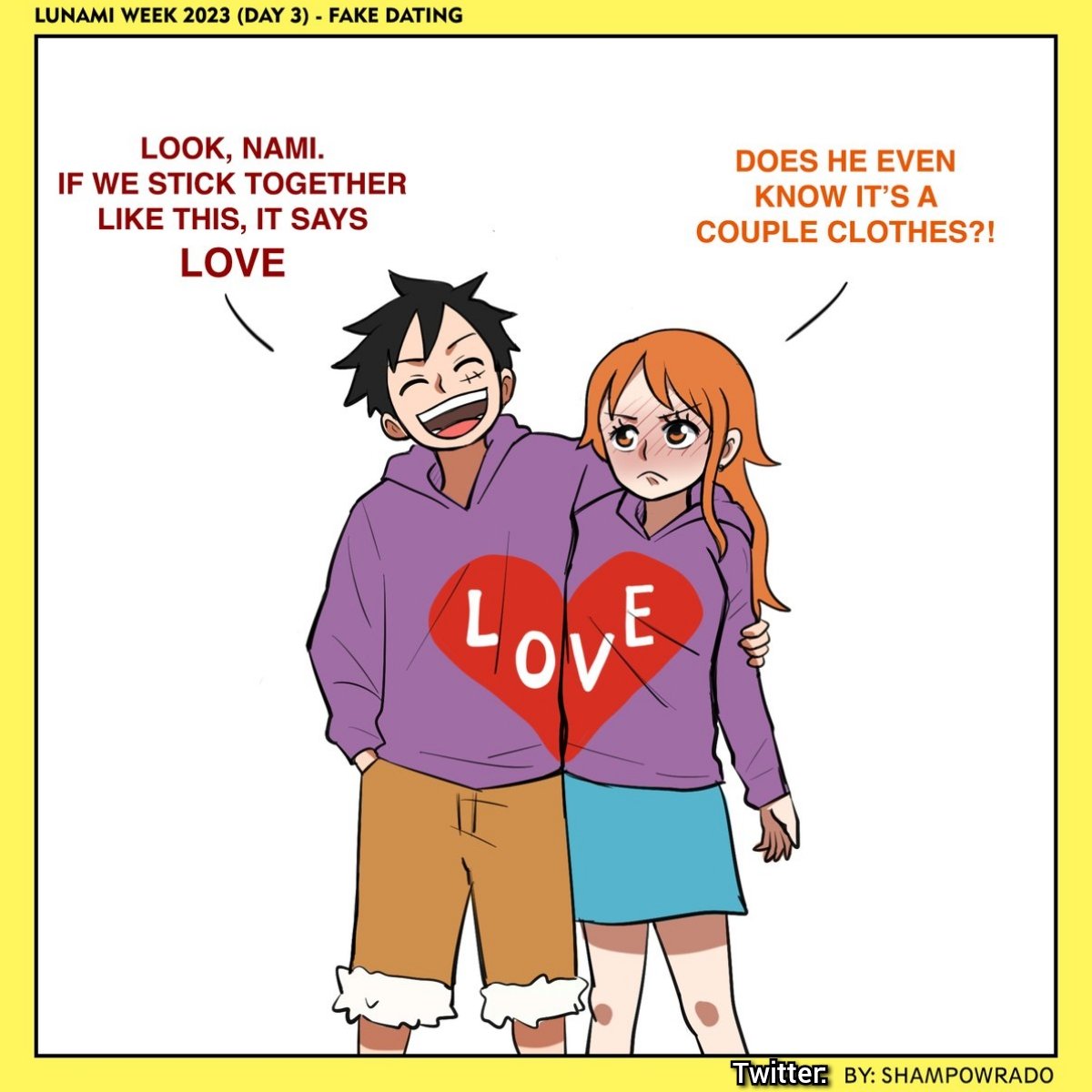 Luffy and Nami are really cute ♥️ #ONEPIECE #ワンピース #ルナミ #luffy #nami #LuNami #twitter #otaku #shounen