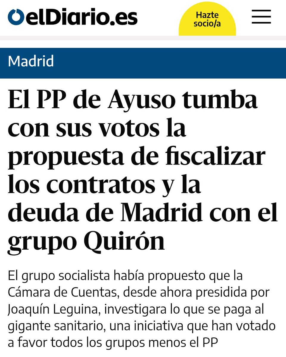 Los contratos de los demás hay que verlos dice el PP, pero los contratos de la deuda de Madrid con el Grupo Quirón, eso ya no. El grado de desfachatez es brutal 👇