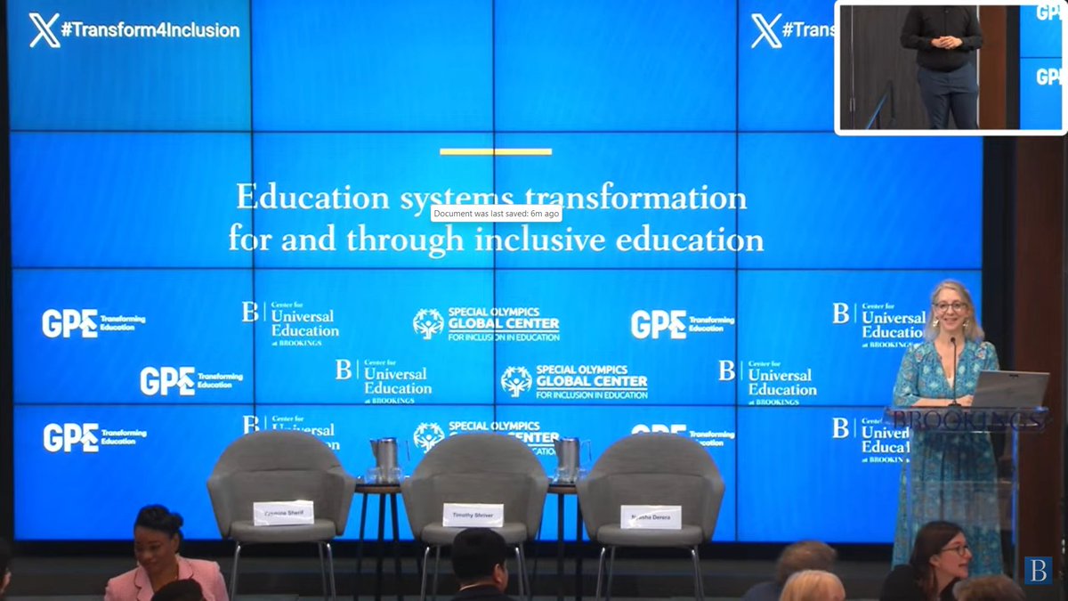 BrookingsGlobal's tweet photo. STARTING NOW: We're exploring what it takes to transform education systems to be truly inclusive of learners with disabilities.

▶️ Tune in to the opening session of our #Transform4Inclusion symposium, co-hosted with @SpecialOlympics and @GPforEducation: https://t.co/NGPY3qrCx5 https://t.co/eP5H6ixvbH