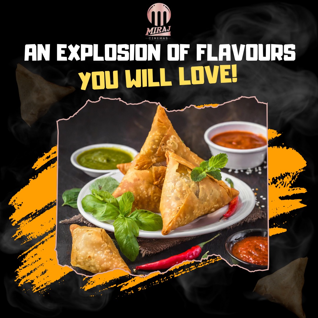 MirajCinemas's tweet photo. An Explosion of Flavours: Dive into the delicious chaos of #Miraj samosas!
It's like a flavor fireworks show in your mouth—crispy, savory, and utterly irresistible.
Movie nights just got a whole lot tastier! 😋🎬
#SamosaSpectacle #MirajCinema #MirajFood #Samosa #DeliciousSamosa #CrispySamosa #SamosaLove