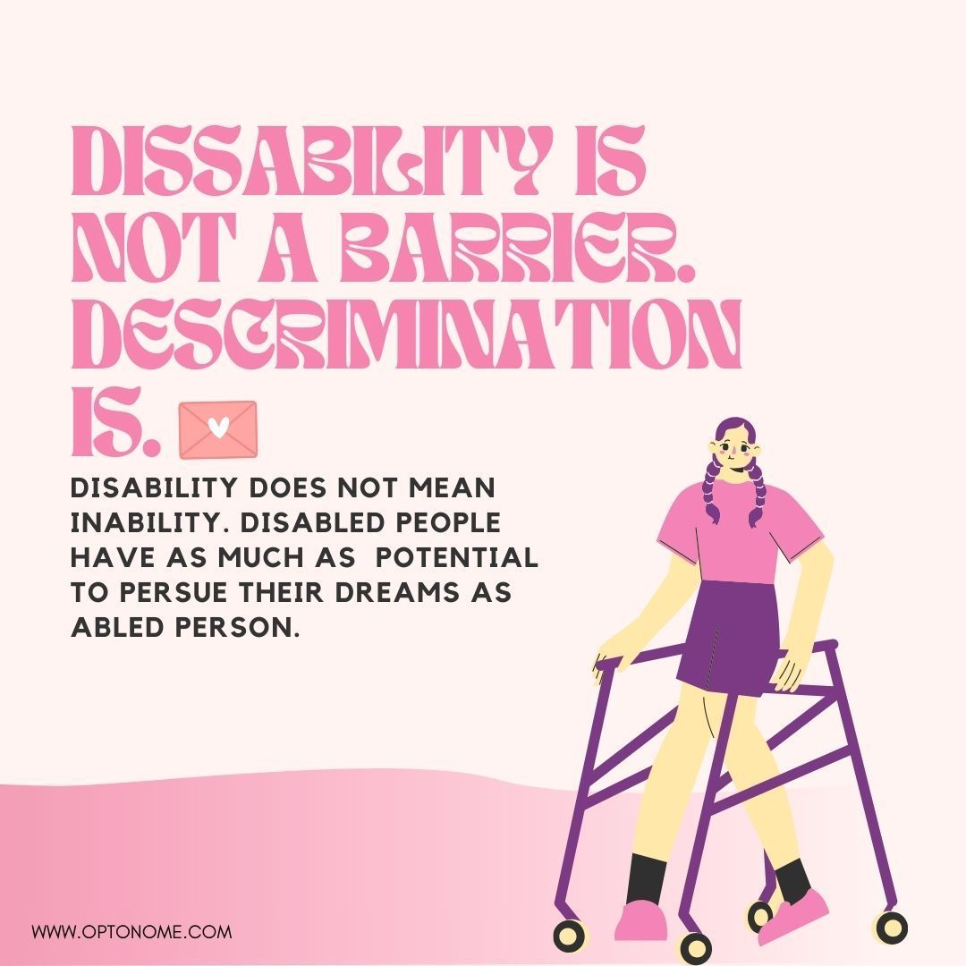💫 Disability is not a barrier, but discrimination is. 💪 Let's break down barriers and uplift each other to reach our full potential! 🚀 
.
.
.
#DisabilityIsNotABarrier #EqualityForAll #Empowerment #InclusionMatters #DreamBig #Optonome #AbilityNotDisability #BreakBarriers