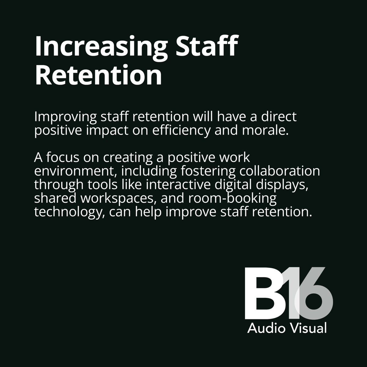B16AudioVisual's tweet photo. Retain your staff with B16 Audio Visual's solutions. Create a collaborative workspace that's safe, friendly and accessible to everyone. Contact us now!

01423 227 487
info@b16av.com
https://t.co/7XKH7rIr8w

#staffretention #officetechnology #staffmorale #officeintegration https://t.co/tUPAGWVYM2