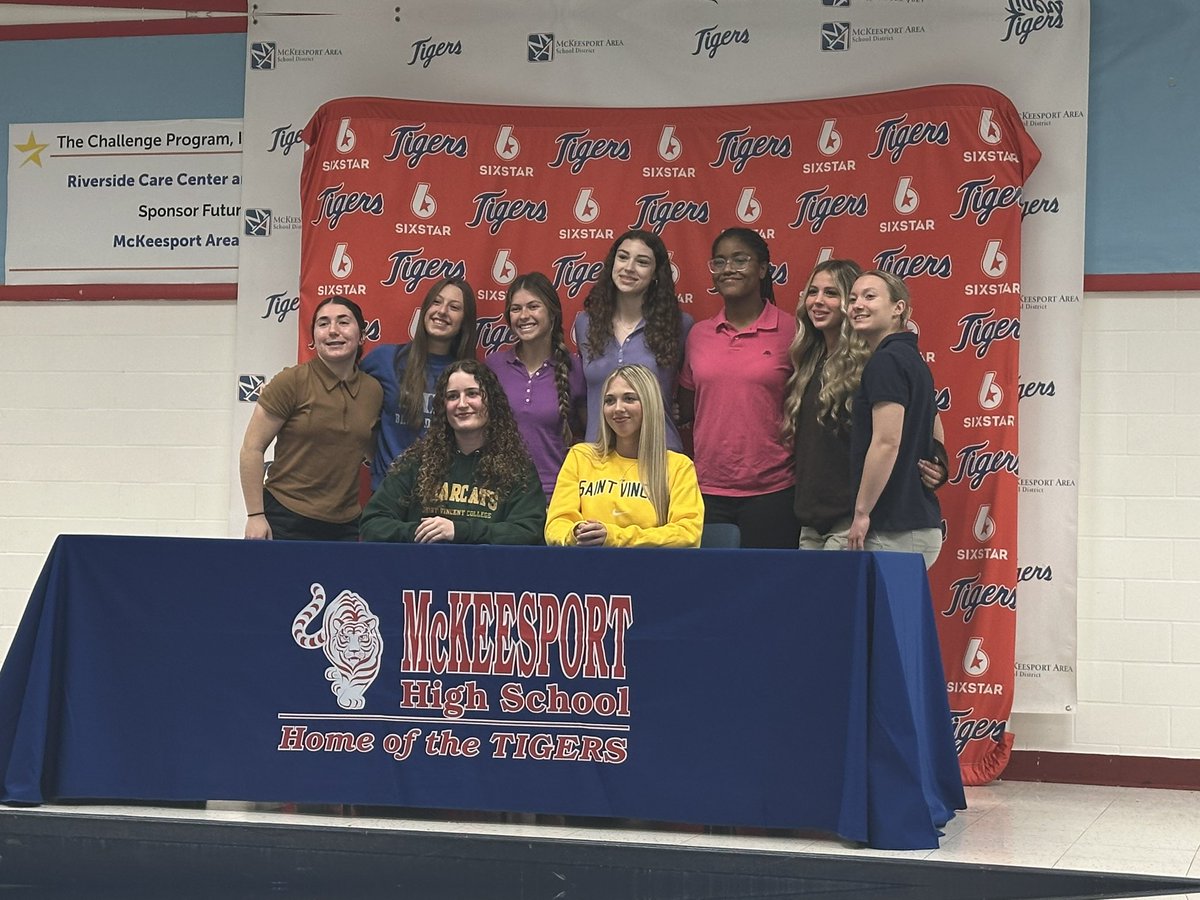 WanzoDr's tweet photo. Two of our Lady Tigers Basketball players had their signing day! Congratulations Brooke Evans and Madison Hertzler! Good luck at St. Vincent. #MASD #LadyTigersBasketball #Togetherwecan https://t.co/UV1yyY4Bx2