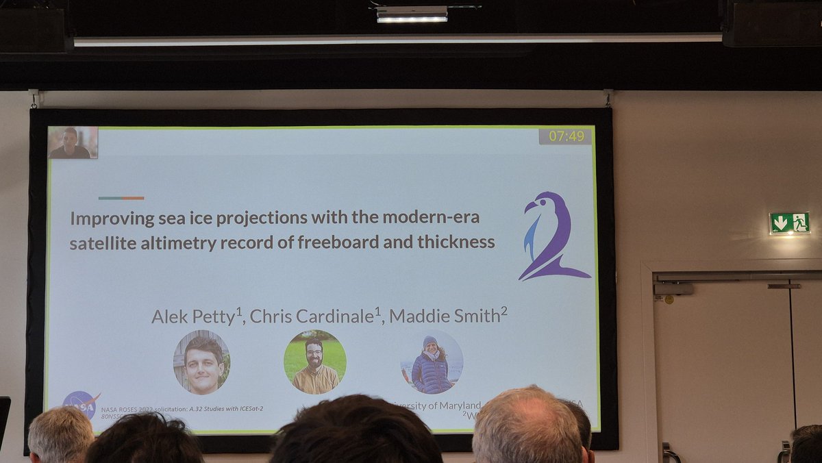 Cool talk by Alek Petty how we can improve the way we compare sea ice thickness in climate models and observational altimeter data: Freeboard! Can be very helpful to bridge the substantial gap between the both! #EGU24