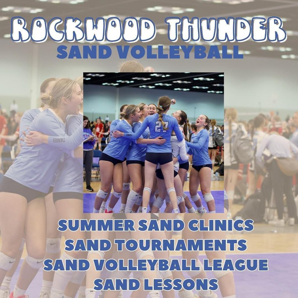 ✨SAND VOLLEYBALL✨

Have you signed up yet?! Tournaments, leagues, lessons, and more! Head to our link below and sign up today!!!

rockwoodthundervbc.com/sand