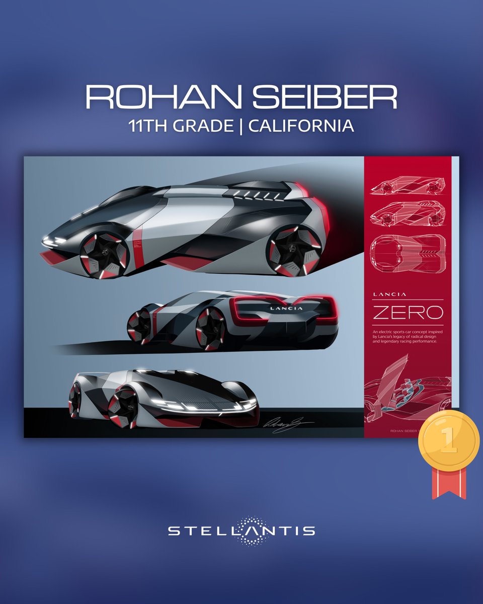StellantisNA's tweet photo. This year’s #DriveforDesign contest challenged high school students to sketch a future vehicle using any Stellantis brand for inspiration. 🏆 This year’s top prize goes to a repeat winner, Rohan Seiber! Congratulations to all of our winners – we'll see you next year. https://t.co/hE3uYOddeK