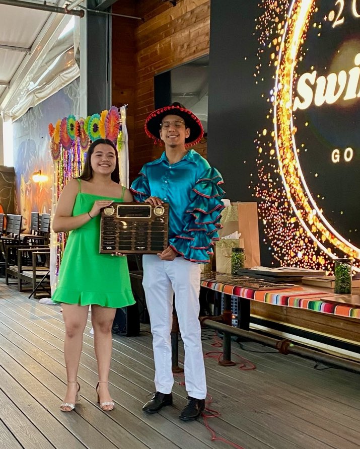 Winning our “Cougar Award” for awesome grades, incredible team spirit, working hard, and always encouraging others this year is Jaqui &amp; Carlo! #TCSwim #TCDive #JoinSwim <a href="/TheColonyHS/">The Colony HS</a>