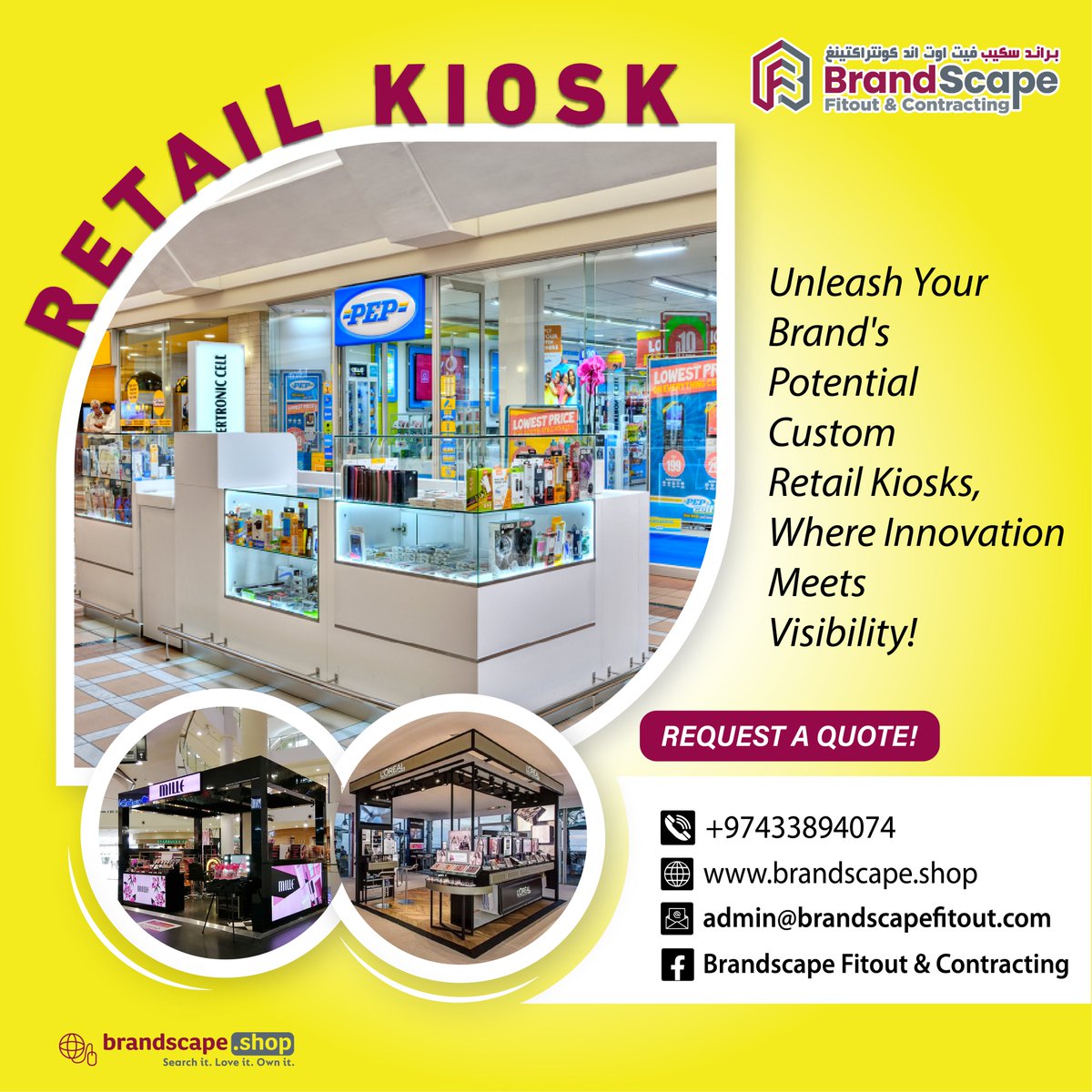 brandscapefc's tweet photo. Unleash Your Brand's Potential Custom Retail Kiosks, Where Innovation Meets Visibility!

Shop at https://t.co/E014OVxSN4

For more Details Visit Us at https://t.co/tezBzeQPCj

For more Inquiries Contact
33894074

#kiosk #kioskmaker #kioskdesign #kiosksolutions #RetailKiosk https://t.co/XKAklZpm6q