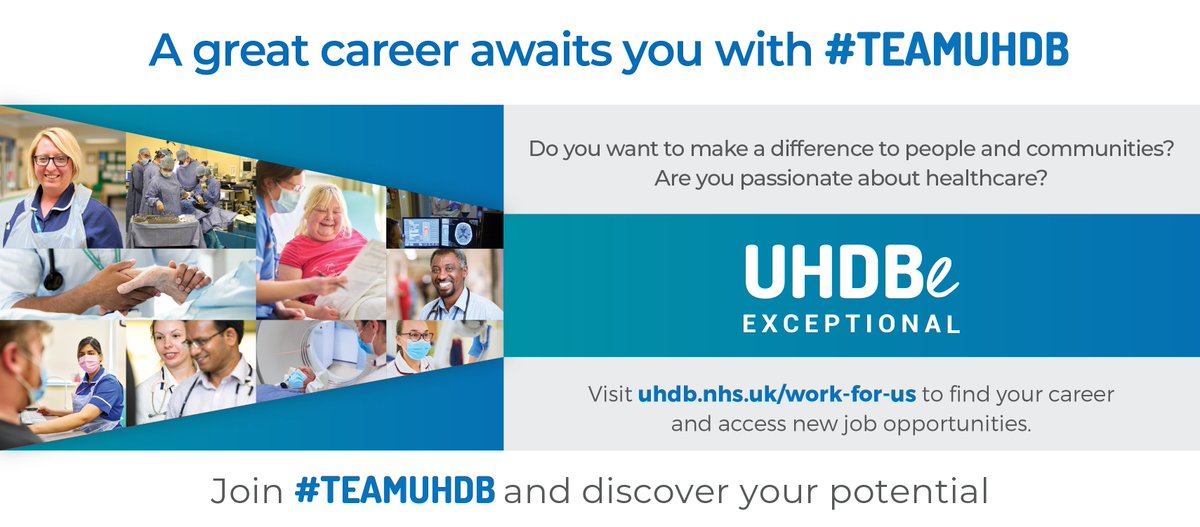 Are you passionate about healthcare and making a difference to people's lives and communities? Join #TeamUHDB, where a great career awaits you. Visit our careers resource to find jobs and learn about different pathways, here: uhdb.nhs.uk/work-and-learn