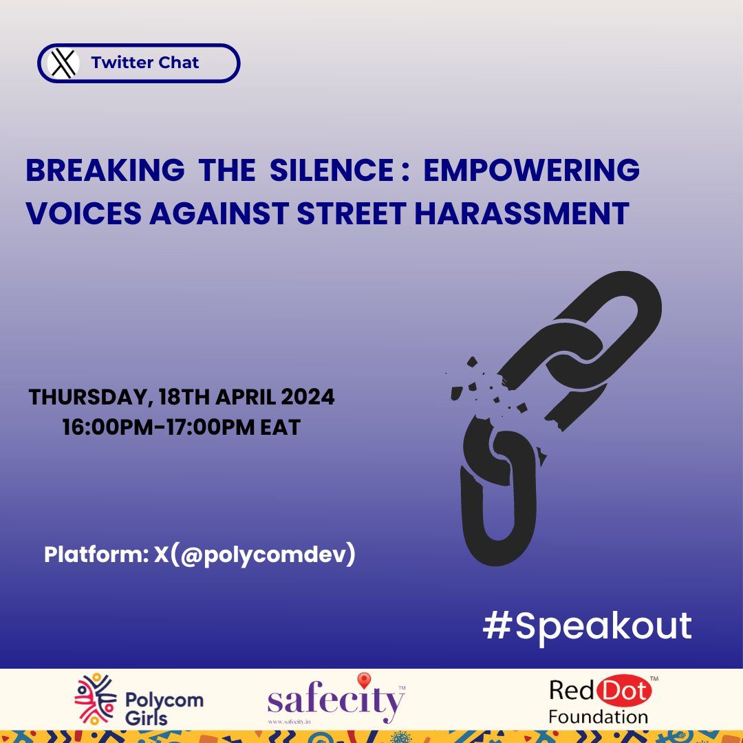 Let's all join efforts in campaigning against street harrassment... Don't miss out on todays Twitter chat because we going to break the ice .. Follow , like and retweet our conversations as well!!