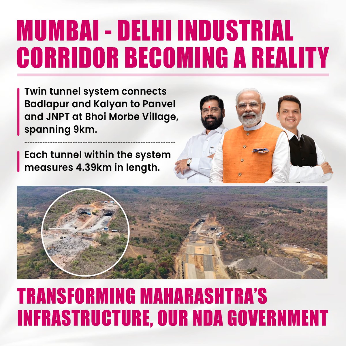 The twin tunnel system connecting Badlapur, Kalyan, Panvel, and JNPT underscores PM Modi & CM Shinde govt's dedication to advancing connectivity and infrastructure across the nation. Let's celebrate this achievement that promises to catalyze economic growth and development.