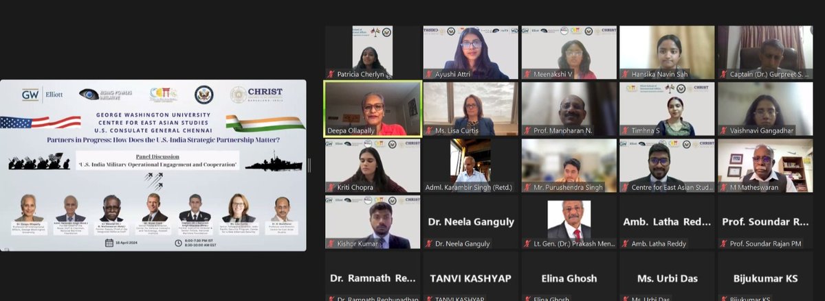 USICC along with @risingpower is hosting a panel with <a href="/DeepaOllapally/">Deepa Ollapally</a> <a href="/gurpreetbulbul/">Gurpreet S Khurana</a> <a href="/clarkdefense/">Bryan Clark</a> @warranem @lisacurtisdc and Admiral Karambir Singh on the topic 'U.S. - India: Military Operational Engagement and Cooperation'
