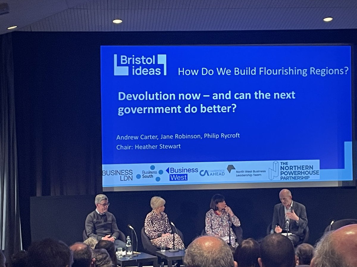 At @bristolideas Festival Flourishing Regions panel talking #fiscaldevo talking equalisation mechanisms & council tax reform @Kirkbytop my personal favourite of tourism tax gets a shout out along with property transaction tax @GuardianHeather @janeerobinson97 @AndrewCities
