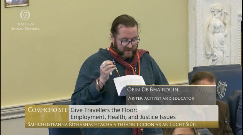 @Oeiny spoke today on Traveller heritage, art and culture - 'we are #Travellers everyday, not just during Traveller Pride Week, but everyday. TD Catherine Martin spoke after, commending Oein for his work, by saying 'you enrich our culture' #TravellersTakeTheSeanad