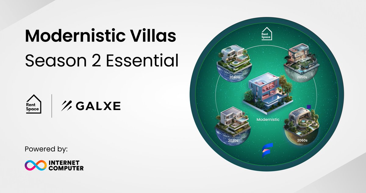 🏡 Join our latest @Galxe campaign, Modernistic Villas - Season 2 Essential. This special OAT is your ticket to all future Galxe campaigns in this season. Get yours now! 🏆 Claim here: app.galxe.com/quest/MMuQJ68Z… #RentSpace #ICP #GalxeOAT