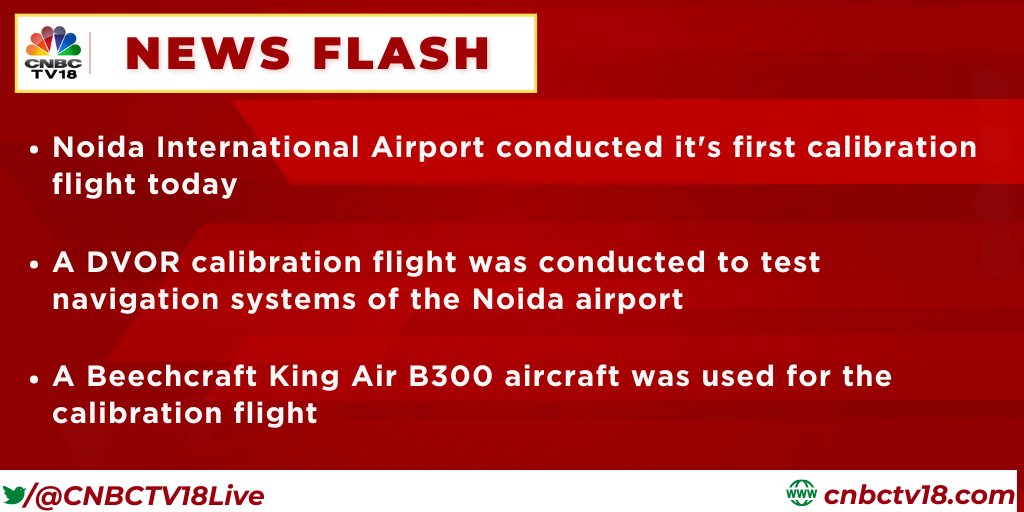 #NewsFlash | Noida International Airport conducted it's first calibration flight today. A DVOR calibration flight was conducted to test navigation systems of the Noida airport