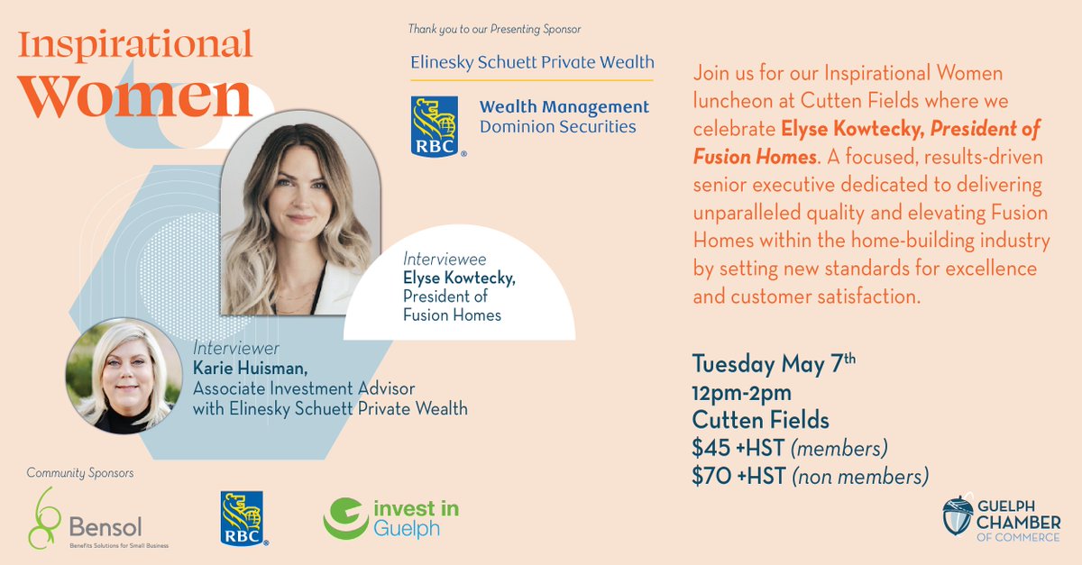 🌟 Join us May 7th at @CuttenFields for our next #InspirationalWomen luncheon! 🥂 Celebrate Elyse Kowtecky, President of @fusionhomes , a dedicated leader setting new standards in home-building.🏠bit.ly/3J4Dimc