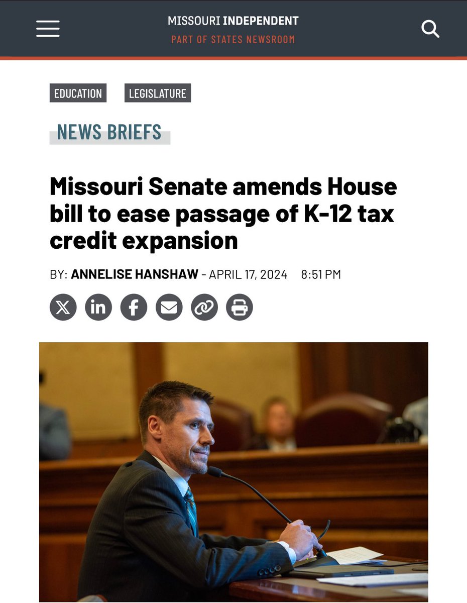 We are ranked 50th in starting teacher pay and 49th in classroom funding, but now we have the money to support two separate school systems in the state? This will blow a massive hole in the state budget. Just look to Arizona. This scheme will close/consolidate Missouri schools.