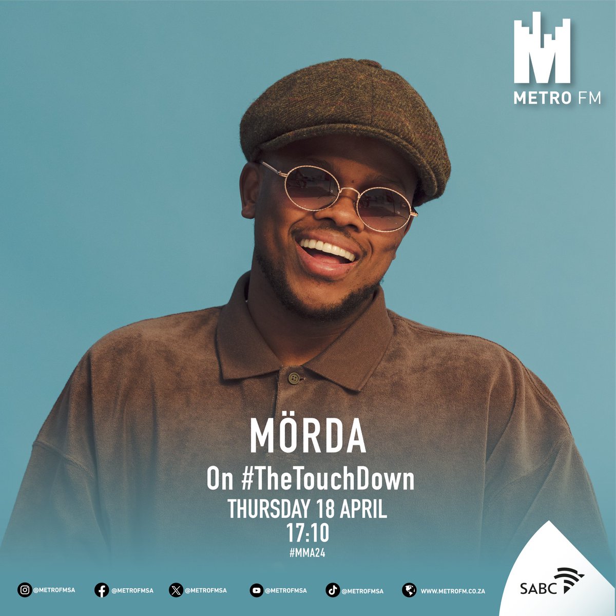 We catch up with #MMA24 nominee for ‘Artist Of The Year’ Mörda on #TheTouchdown at 17:10.

To vote, dial *120*45787# | USSD rates charged at R1.50 per minute. #MMA24 #BlackToTheFuture