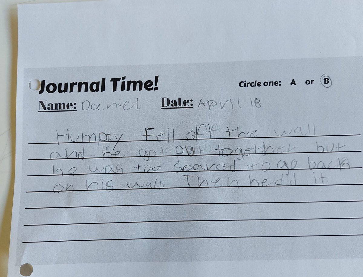 MsAMuise's tweet photo. This morning, students learned about persistence through the story, "After the Fall: How Humpty Dumpty Got Back Up Again" by Dan Santat. Then, they had the opportunity to summarize the story or reflect on a time they themselves persisted. Check out some examples! #readingworkshop https://t.co/iNFEIjl92j