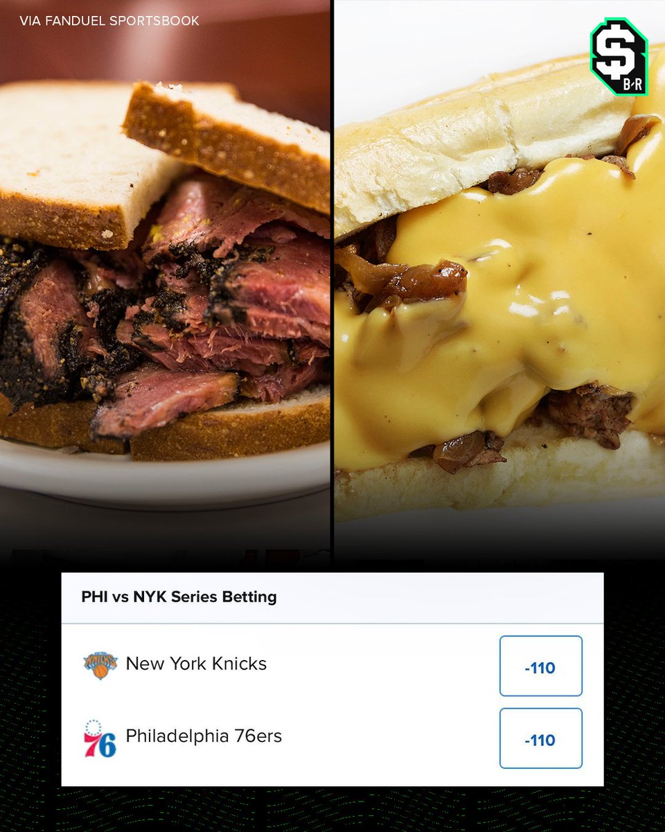 Knicks vs. 76ers odds = Pastrami on Rye vs. Philly Cheesesteak odds? 😅💬 (via @FDSportsbook)