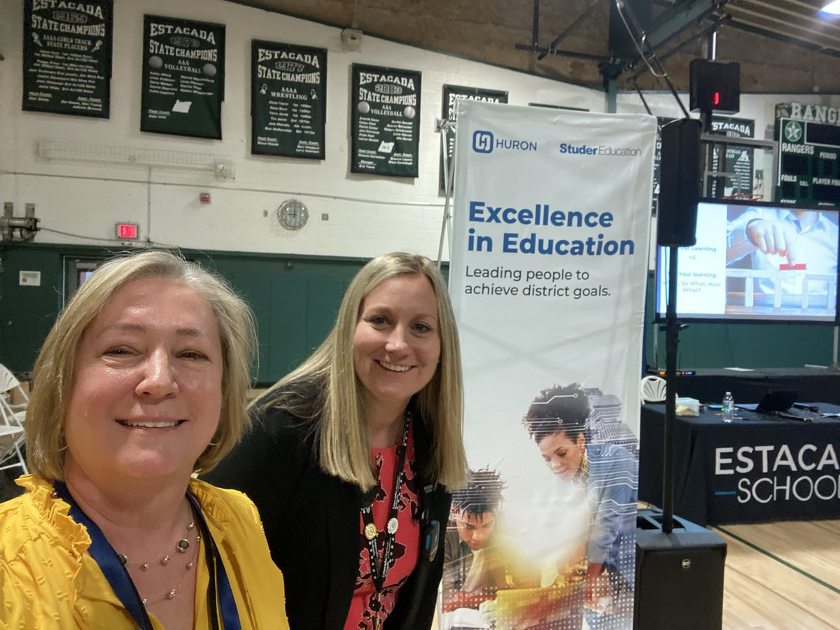 Sue Lee, Studer Education Leader Coach, and Jennifer Berhman, @EstacadaSchools Director of Teaching and Learning, during their session on “Plus/Delta. What? So What? Now What. Starting with the End in Mind” in the School and Classroom Improvement learning strand #DHPEstacada