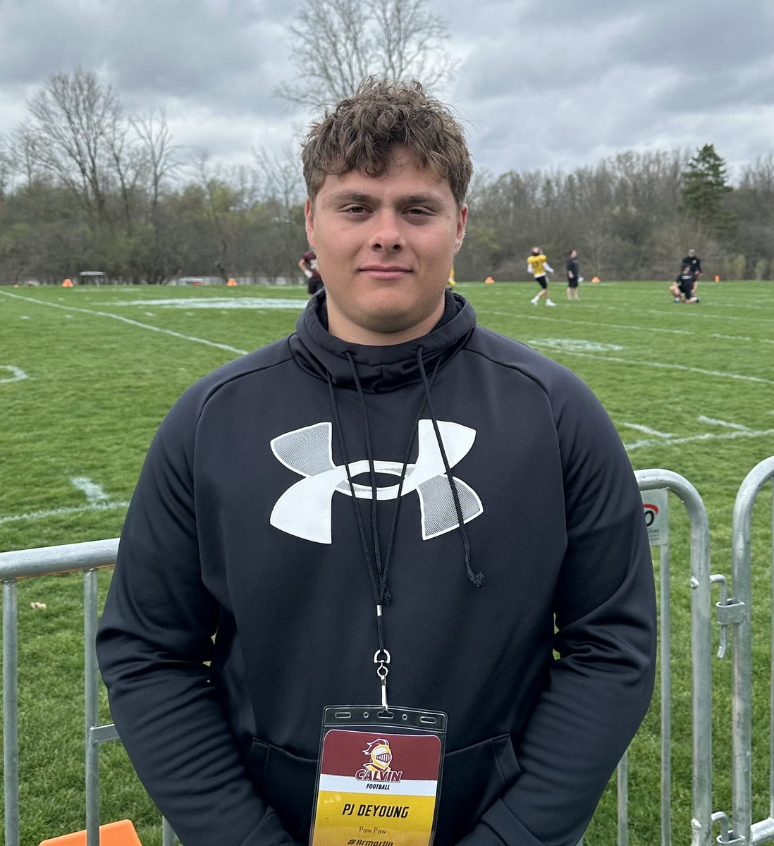 DeyoungPj's tweet photo. Thanks @CoachBenDixon for having me out for Junior day.  Building an impressive football program and facilities @CalvinKnightsFB loved the energy on the field 🔥@CoachTrentFigg @CoachMSteph @Coach_Ik3 @coachdrewvaz @CoachRyanPat @CoachLBell @CoachVerl @jwlawson1 @Coach_AAnderson https://t.co/fNtrXR82ly