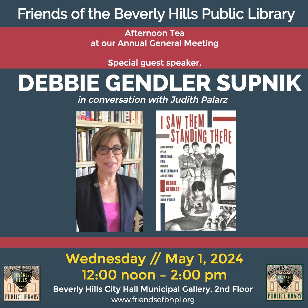 The Friends of the Beverly Hills Public Library invites you to join us for Afternoon Tea at our Annual General Meeting ➡️ Seating is available on the day of the event on a 1st come, 1st serve basis. Wed, May 1, 2024 12 Noon - 2:00 p.m. friendsofbhpl.org #BHPL