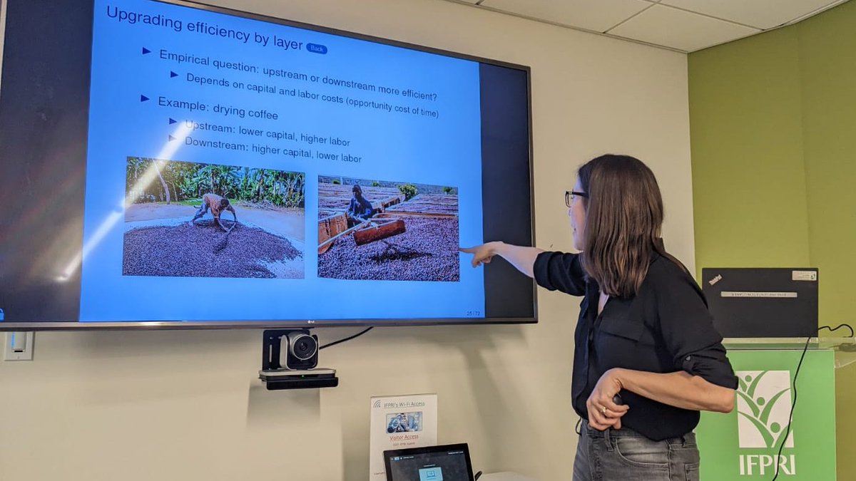 Today's @IFPRI Applied Micro & Development speaker is @lfbergquist (@YaleEconomics)! ☕️🇺🇬☕️ Do Ugandan coffee farmers face lower quality premiums because of *distortive* market power or *efficient* downstream quality upgrading? Impressive data and model suggest a bit of both.