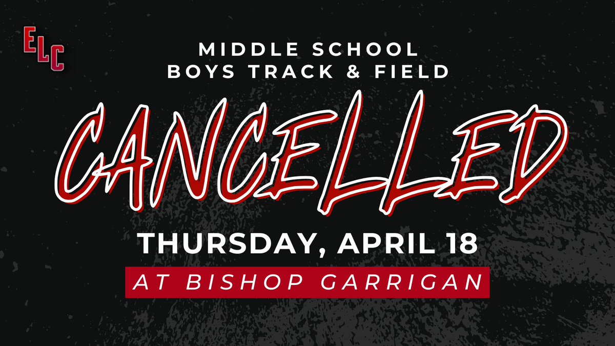 Another update! The Middle School Boys Track meet scheduled for today, April 18, at Bishop Garrigan (Algona) has been cancelled and will not be made up.