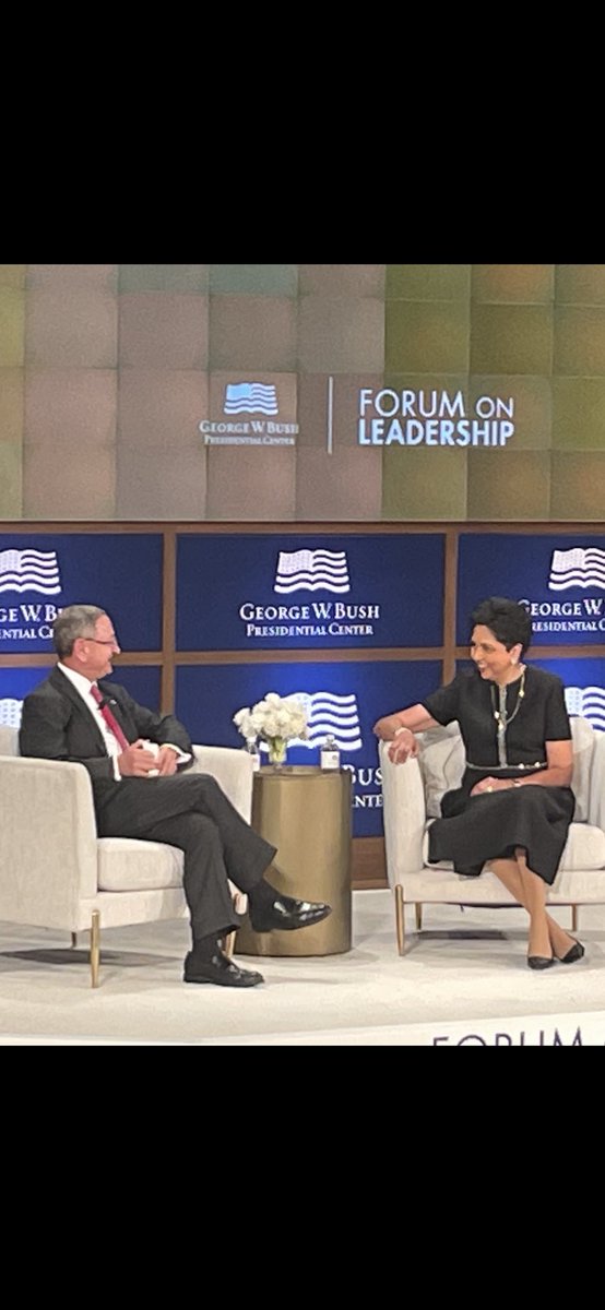 The amazing @IndraNooyi2 inspired and challenged at @TheBushCenter #forumonleadership. Principled leadership. Cultivating the next generation of leaders. Having a workforce that looks like your country and the world. Wise words from a wise leader.