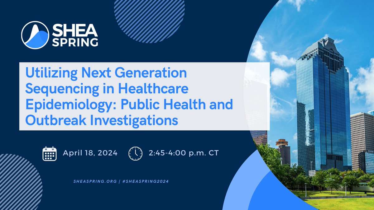 Join @CDC_NCEZID’s @AlisonLaufer Halpin to discuss how #NextGenerationSequencing is the next era of #PatientSafety, #InfectionPrevention, and #Healthcare epi. #SHEASpring2024