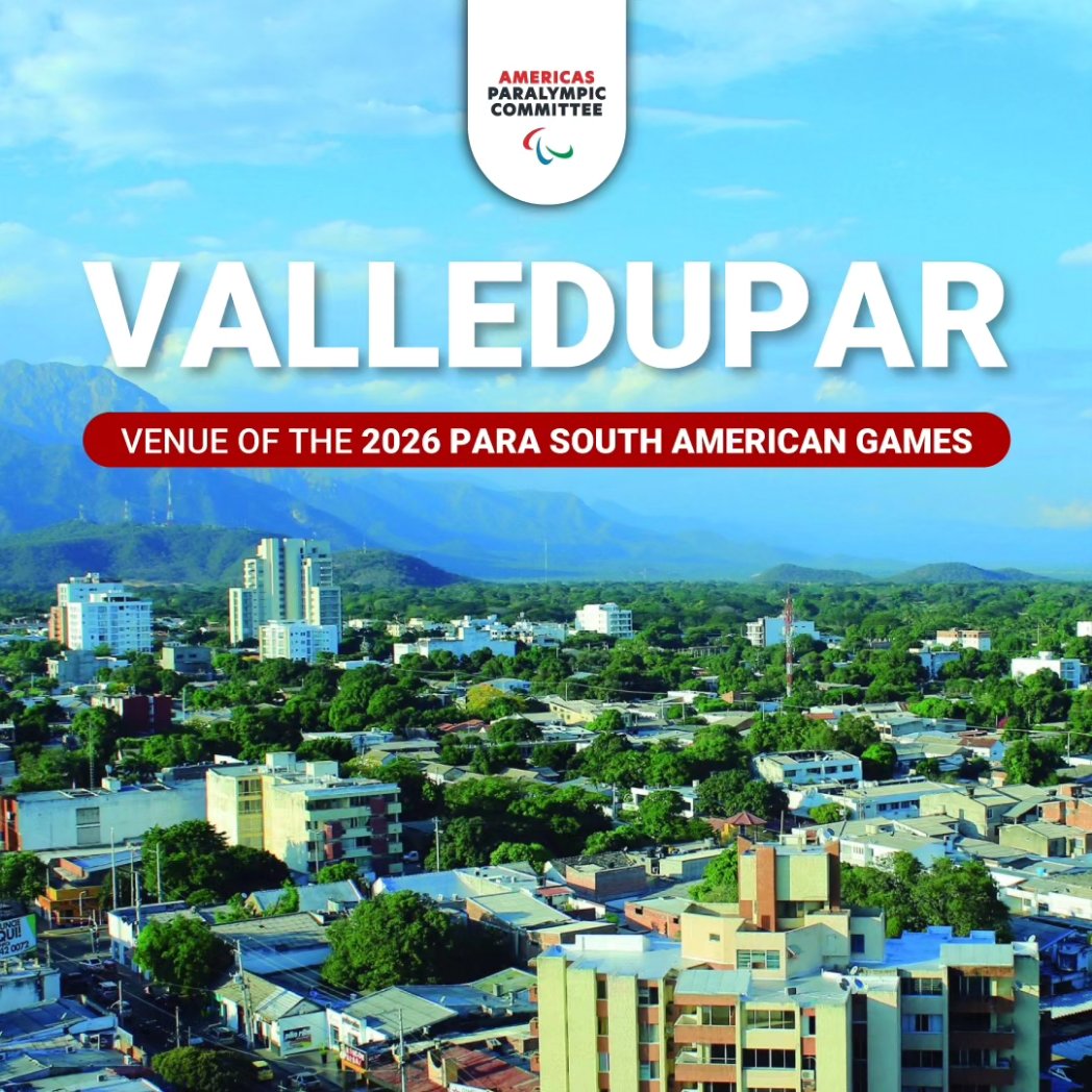amparalympics's tweet photo. 🇨🇴🏟 | VALLEDUPAR ES ORGULLOSAMENTE ANFITRIÓN DE LOS PRÓXIMOS JUEGOS PARASURAMERICANOS 2026

- -

🇨🇴🏟 | VALLEDUPAR IS PROUDLY HOST CITY OF THE UPCOMING PARA SOUTH AMERICAN GAMES 2026

#AméricaparaelMundo #JuegosParasuramericanos #Valledupar2026 #Colombia https://t.co/Qh1ODNKBIx