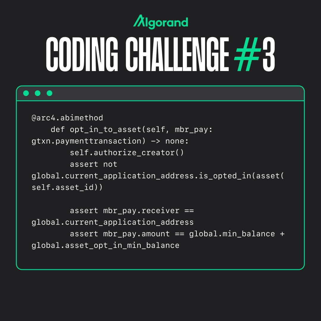 Algorand_NG's tweet image. 🐍 Python Coding Challenge #3 is underway! Don't miss out 👇🏿#AlgoCodingChallenge

Join us for a new opportunity to test your skills
github.com/algorand-codin…