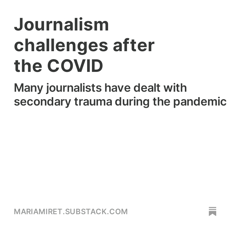 The #mentalhealth of #journalists has been steadily deteriorating since the #pandemic A broken business model, rapid #digitalization and the emotional difficulty of the content we cover are only exacerbating a real mental health crisis in the media open.substack.com/pub/mariamiret…