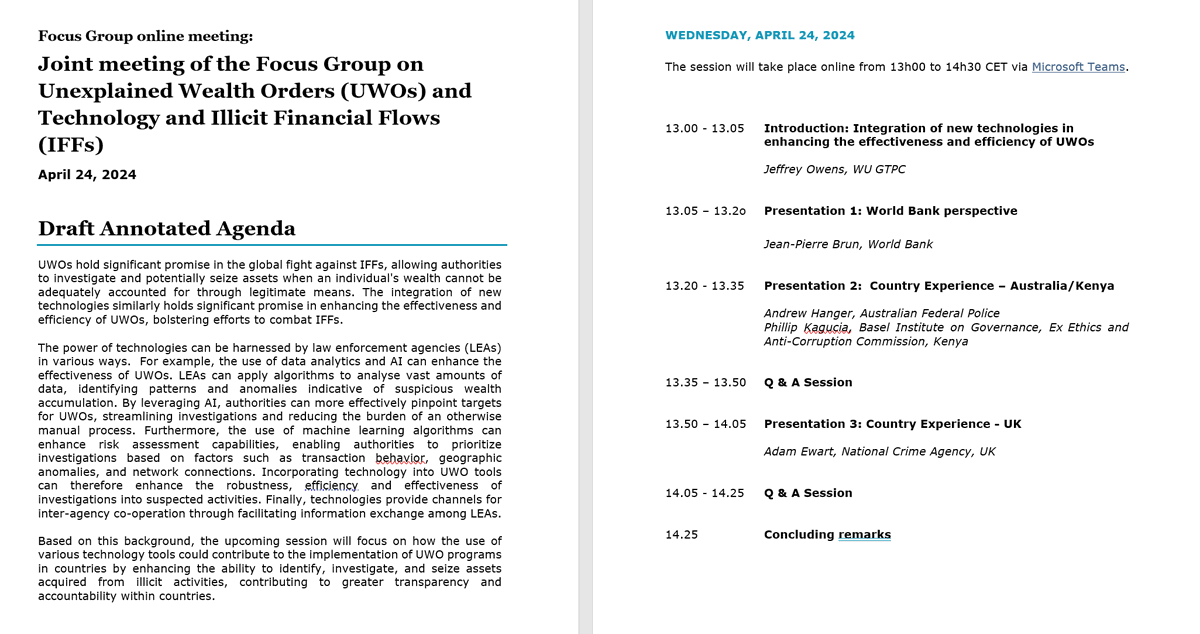 @returningassets & WU Global Tax Policy Center will be hosting a discussion on unexplained wealth orders, technology & IFFs. Tune in on Wednesday, April 24, 7-8.30am EST/1-2.30pm CET Join here 👉🏽tinyurl.com/3hhcucrw