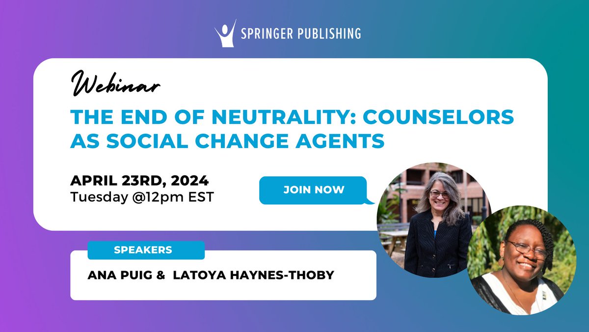 Join us for a live webinar with Ana Puig, PhD, LMHC-S, NCC and Latoya Haynes-Thoby, PhD, LPC, NCC, CCTP! REGISTRATION LINK: bit.ly/44cbKVR