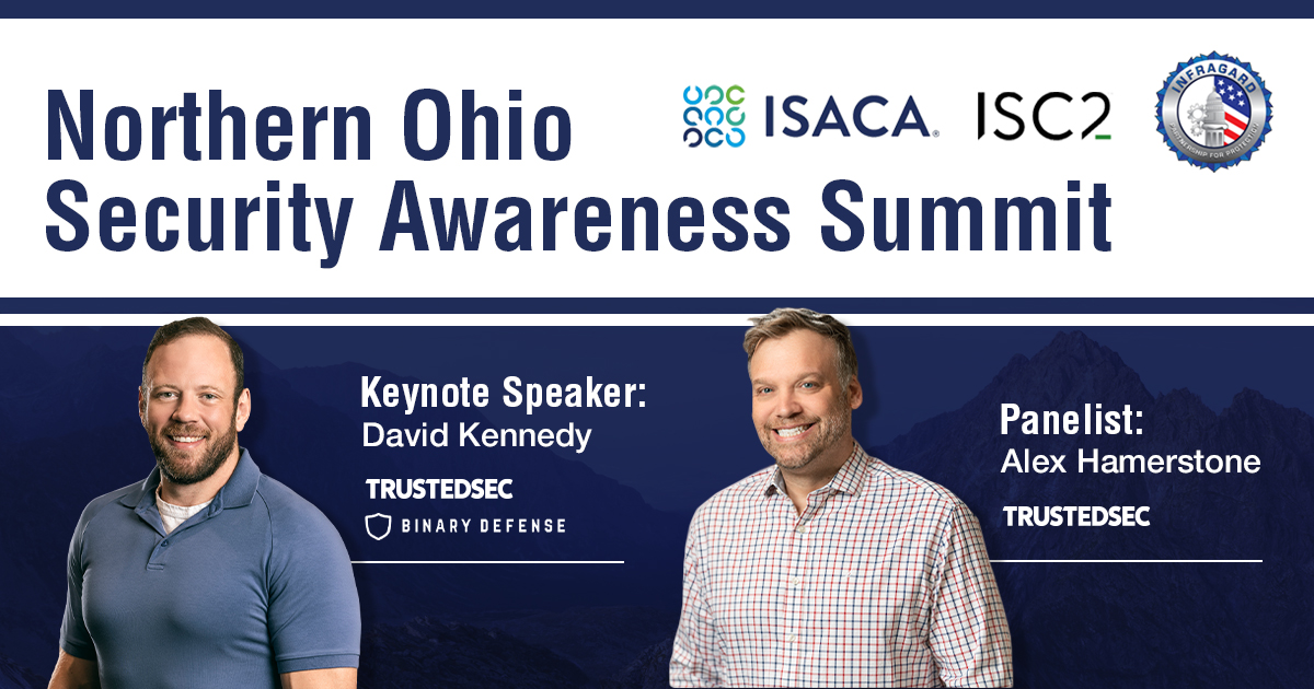 We are proud to support the Northern Ohio Security Awareness Summit in Wadsworth tomorrow! @HackingDave will be giving the opening keynote presentation and @infosecdoc will on a panel discussing the SEC Cybersecurity ruling and impact. hubs.la/Q02t8nz90