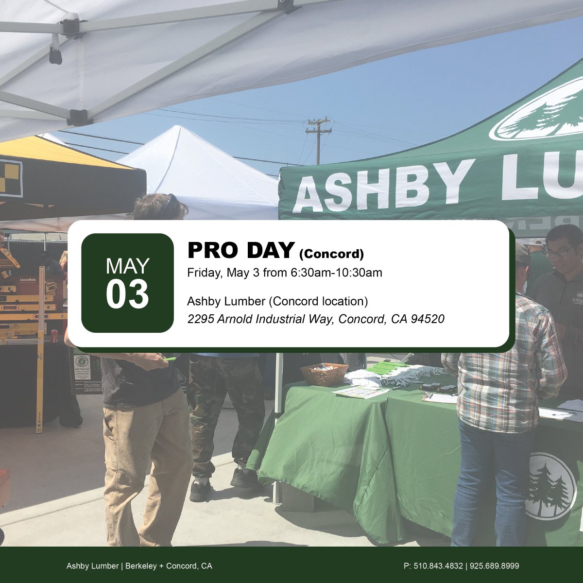 Looking for a new product to streamline your projects? Be sure to stop by #ProDay to score an amazing deal on a new product!

📆 Friday, 5/3 from 6:30am-10:30am
📍 #AshbyLumber (Concord location)

Learn more at ashbylumber.com (link in bio)  

#Promos #BayAreaProEvents