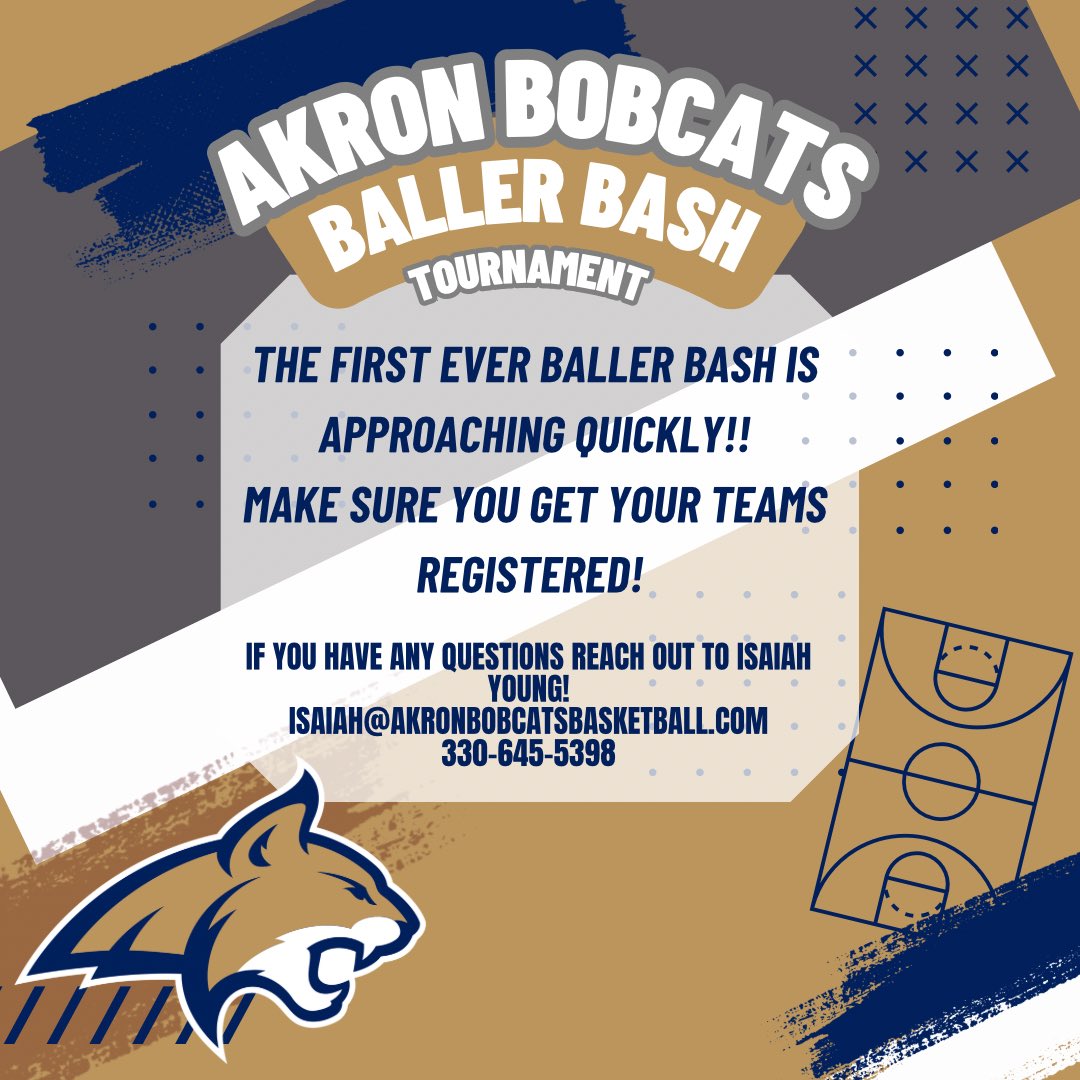 Just a reminder to get your teams registered! We are still accepting teams for boys 4th-11th and high school girls!

akronbobcatsbasketball.com/baller-bash/