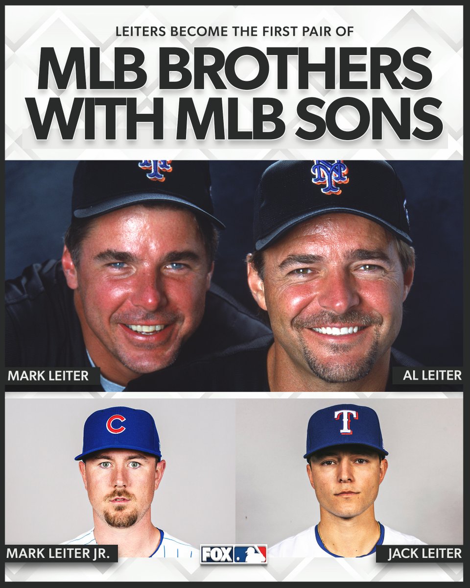 With Jack Leiter's MLB debut today, Al and Mark Leiter become the first pair of MLB brothers to each have an MLB son ♥️👏