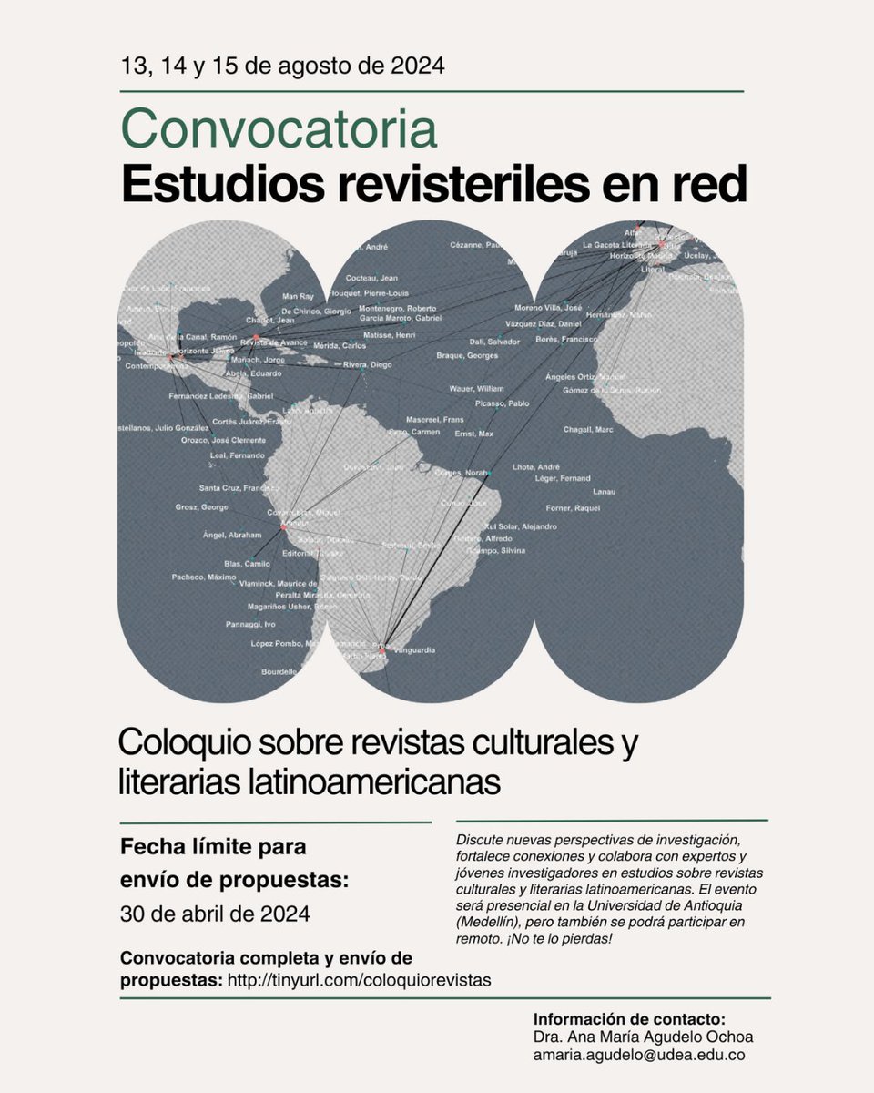 ExploratorioHD's tweet photo. 💡👉Nuestro grupo de investigación Colombia: tradiciones de la palabra de la @UdeA y @Revistas_Cult de la @uni_tue, invitan a participar en el coloquio "Estudios revisteriles en red".
#HumanidadesDigitales
Más info: https://t.co/xXKQ5Nxx5x
👀Abierta la recepción de propuestas https://t.co/SNPN1TQNIe