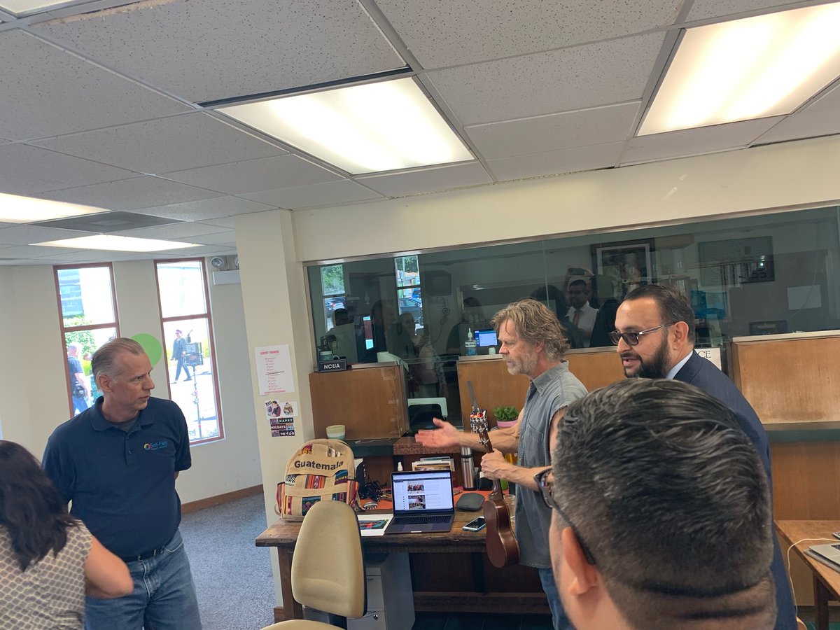 SelfHelpFedCU's tweet image. #ThrowbackThursday to five years ago - the day Self-Help became part of a movie set!!! The Showtime series Shameless, filmed scenes for one episode at our Little Village branch in Chicago, . Actor William H. Macy was even kind enough to take selfies with our branch staff.