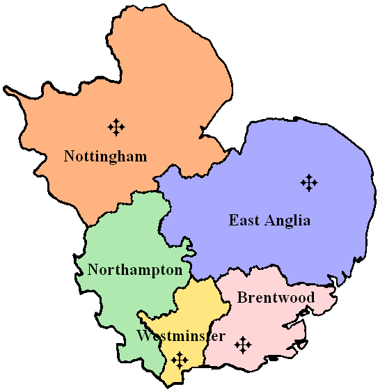 The Diocese of @RCNorthampton 🏴󠁧󠁢󠁥󠁮󠁧󠁿 consists of the counties of Bedfordshire, Buckinghamshire, Northamptonshire, with Luton, Milton Keynes, and Slough. It was created on 29 SEP 1850 and is a suffragan see in the Province of Westminster.