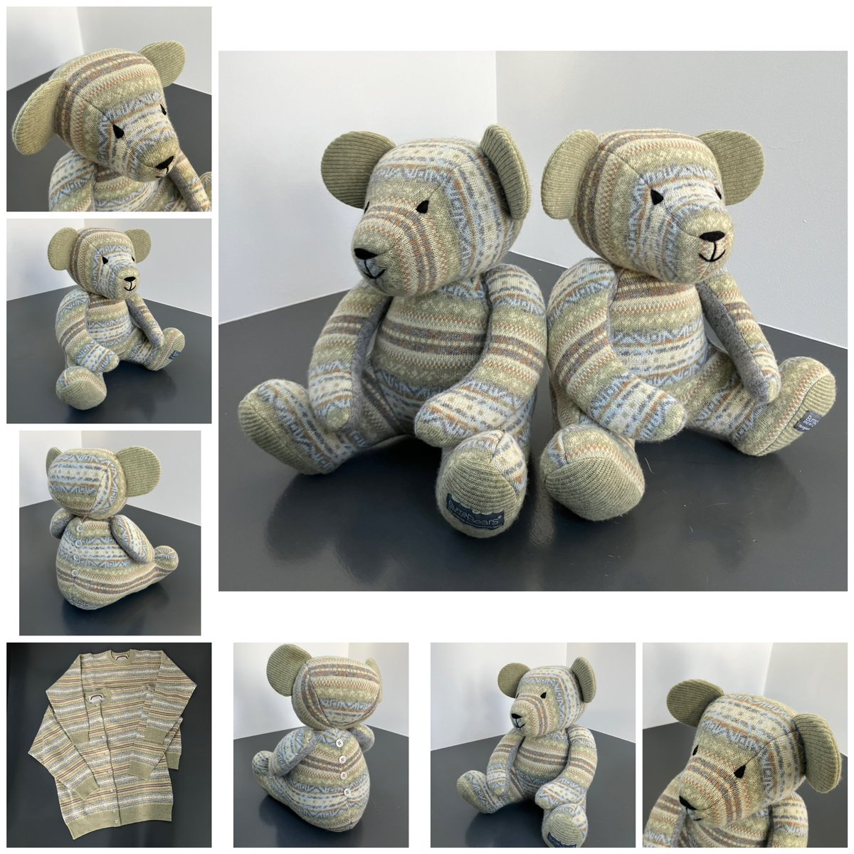 Burra Bears commissions: two Burra Bears made from a favourite cardigan and jumper in memory of a much loved Grandma, very sadly missed #burrabears #shetland