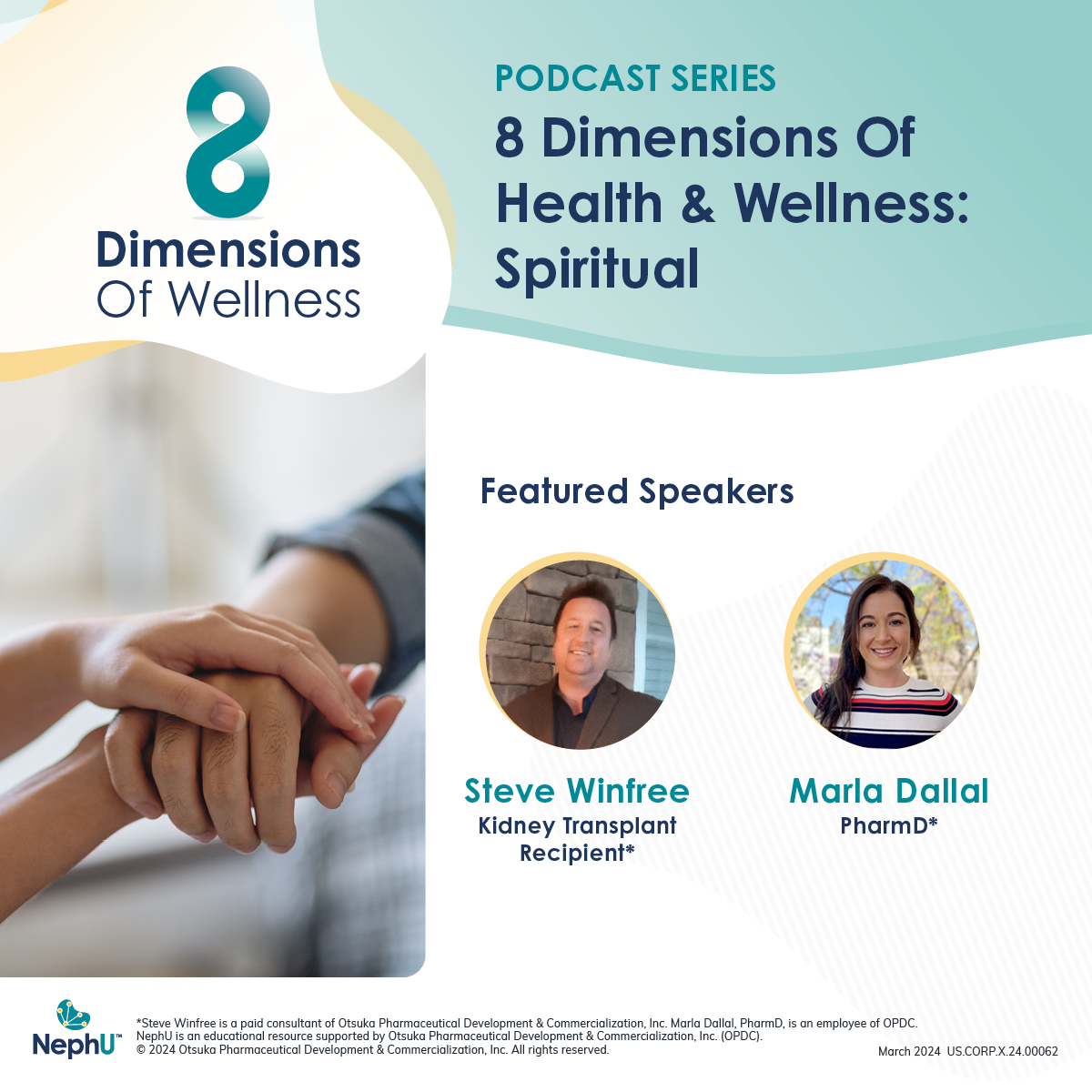 As part of NephU's Dimensions of Wellness series, Steve Winfree discusses his kidney disease journey, from diagnosis to transplant, and how spiritual wellness played its part. Listen in now! go.nephu.org/M56_ #Wellness #KidneyFailure #KidneyHealth #NephU #KidneyTransplant