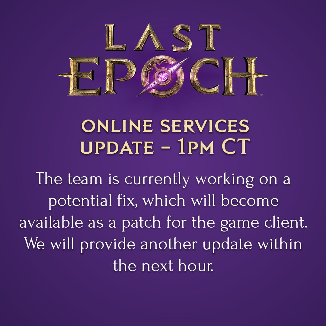 ⚠️Online Services Update - 1 PM ⚠️ The team is currently working on a potential fix, which will become available as a patch for the game client. We will provide another update within the next hour.