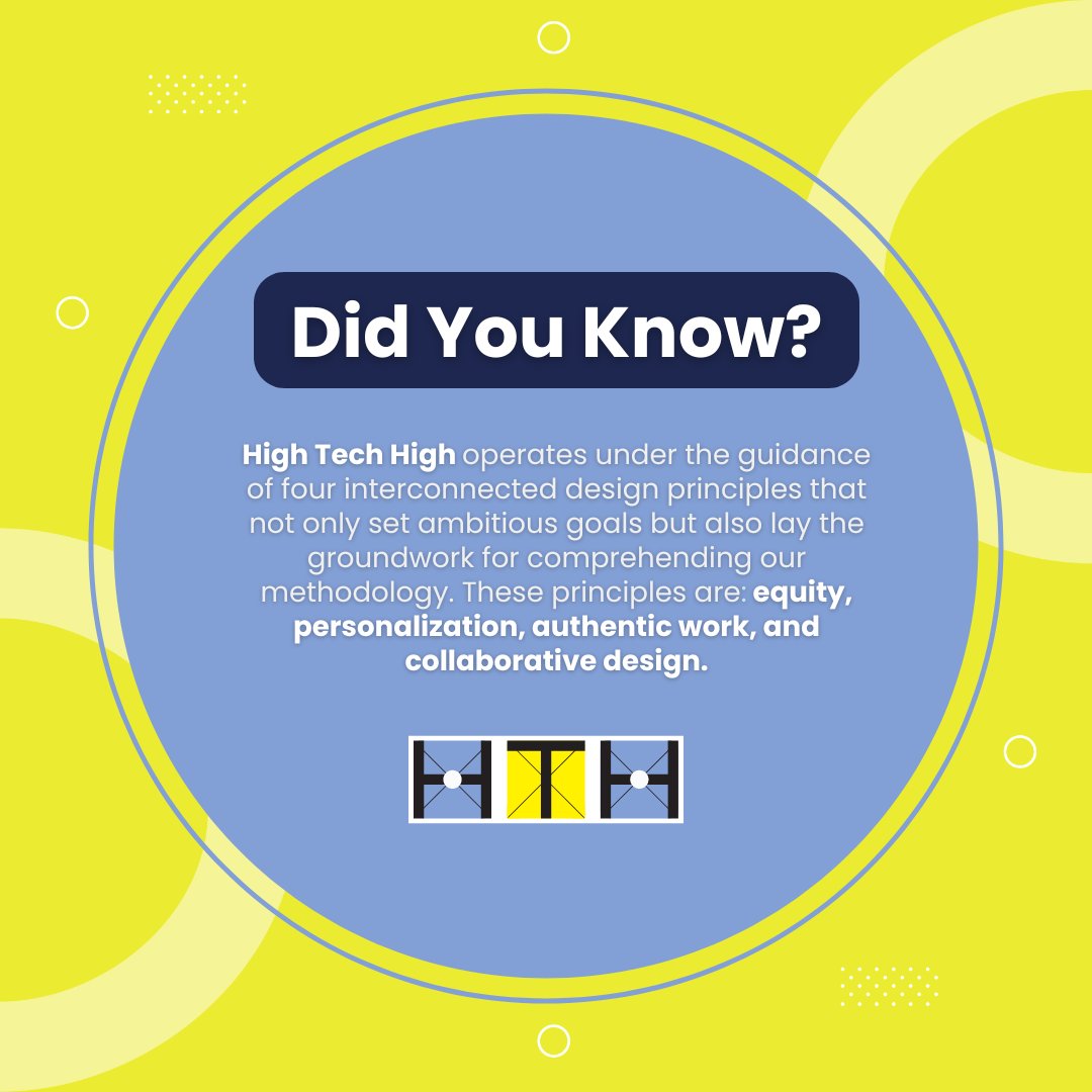 Guided by principles, driven by purpose: At High Tech High, our approach to education is defined by four core design principles—equity, personalization, authentic work, and collaborative design—helping shape a school culture where every student can thrive.